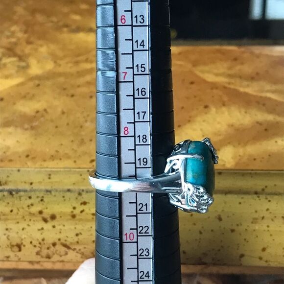 Natural Shadowkite Sterling Silver Peacock Ring Size 9 - Picture 3 of 9